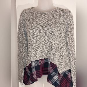 Gray CLOUD CHASER Country Christmas Knit Sweater Plaid (#1,171)